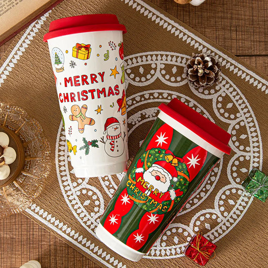 Christmas Souvenir Ceramic Mug with Lid