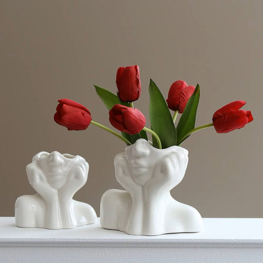 White Ceramic Face Vase