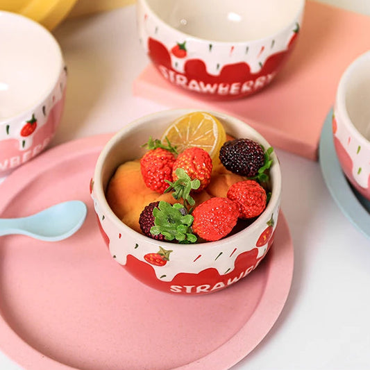 Ceramic Strawberry Dessert Bowl