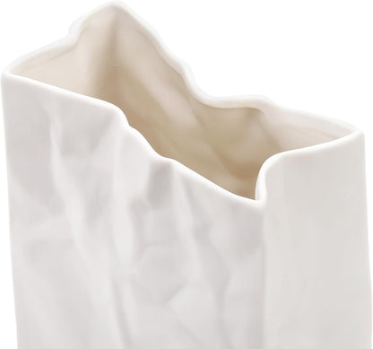 Paper Bag Style Ceramic Vase