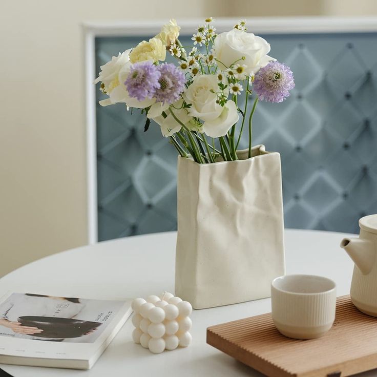 Paper Bag Style Ceramic Vase