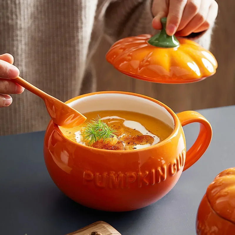 Pumpkin Mug with Lid & Spoon