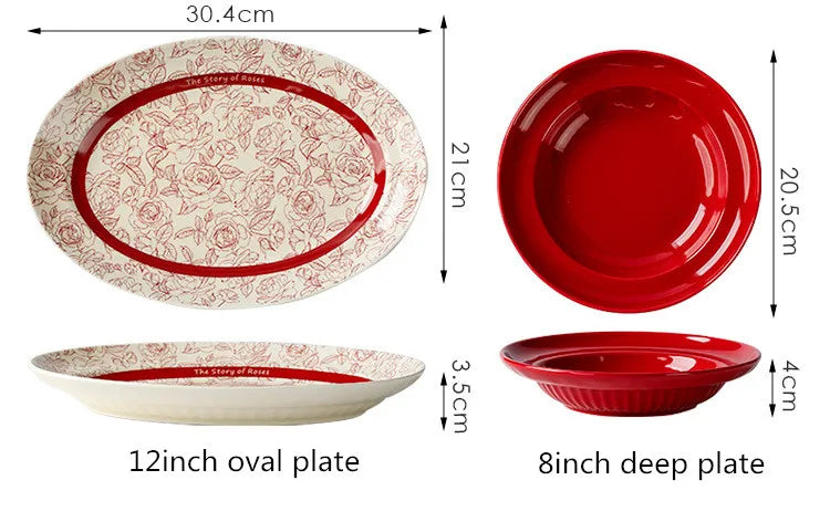 Red Retro Ceramic Dinnerware