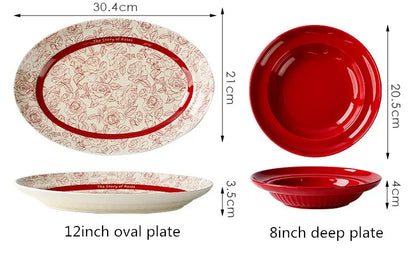 Red Retro Ceramic Dinnerware
