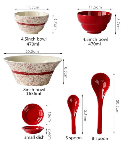 Red Retro Ceramic Dinnerware
