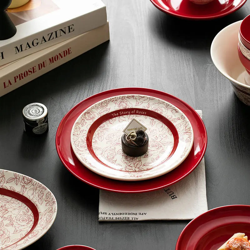 Red Retro Ceramic Dinnerware