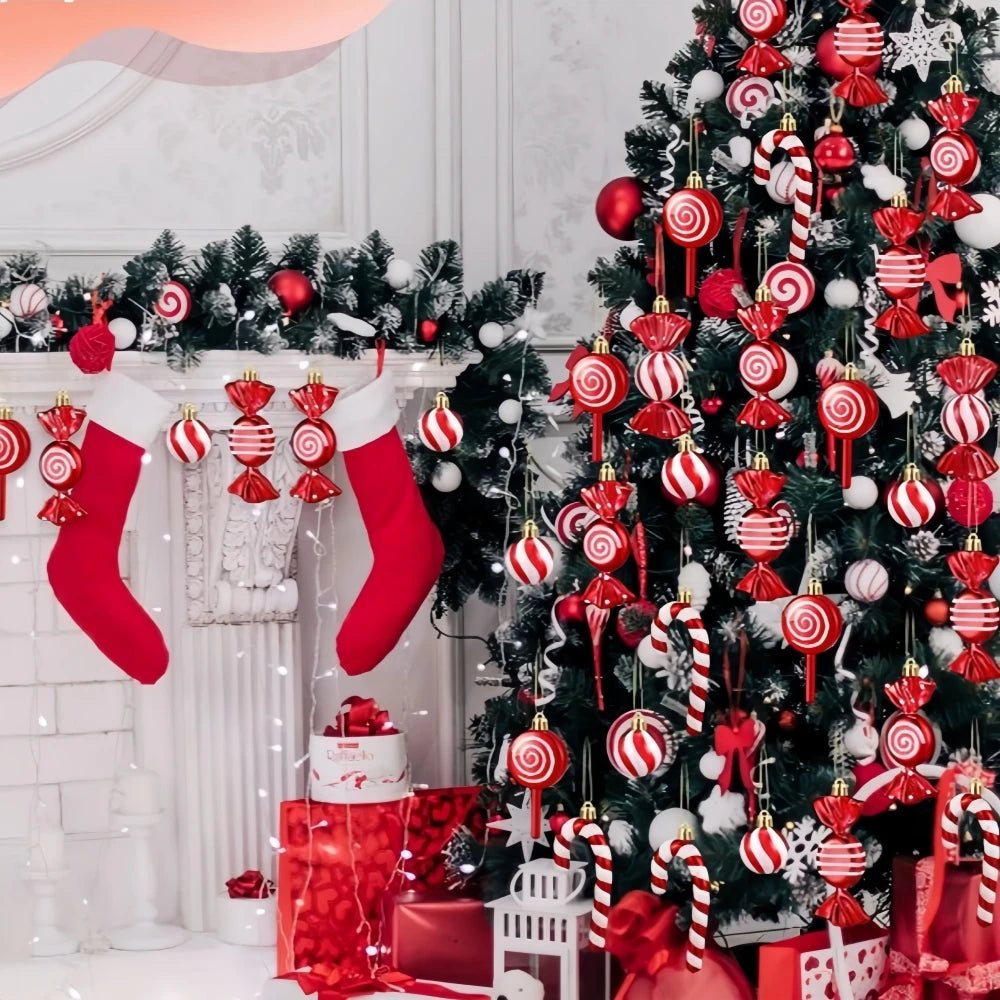 Candy Lollipop Christmas Tree Ornaments Set