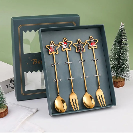 Christmas Stainless Steel Spoon & Fork Set