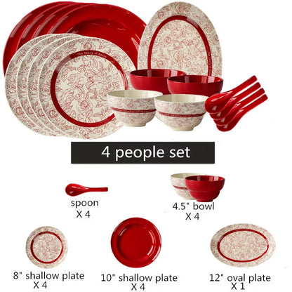Red Retro Ceramic Dinnerware