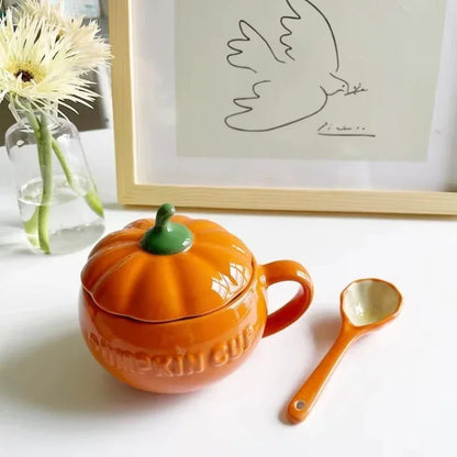 Pumpkin Mug with Lid & Spoon