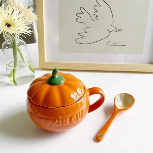 Pumpkin Mug with Lid & Spoon