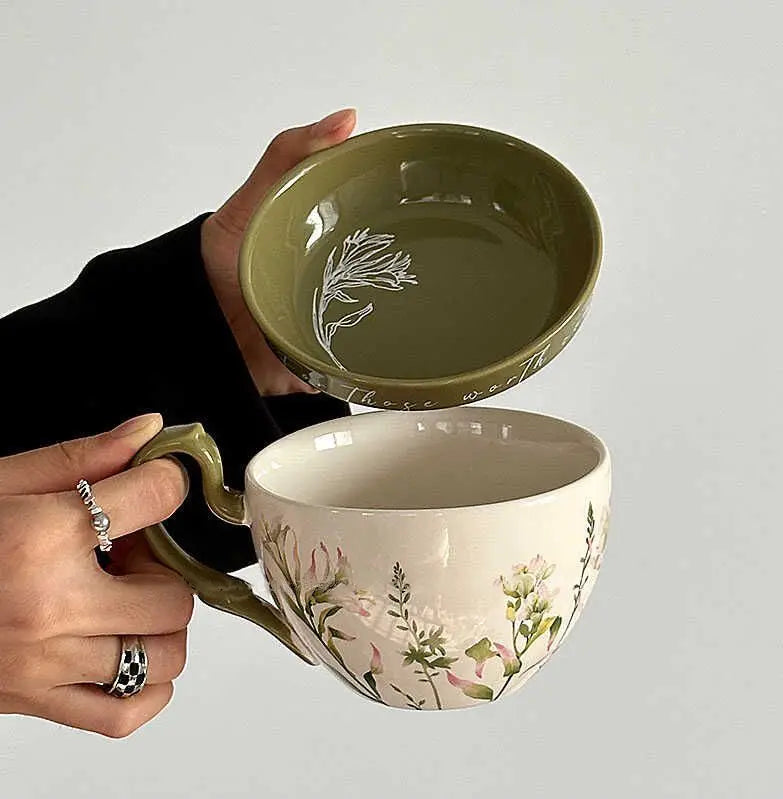 Floral Ceramic Mug Set