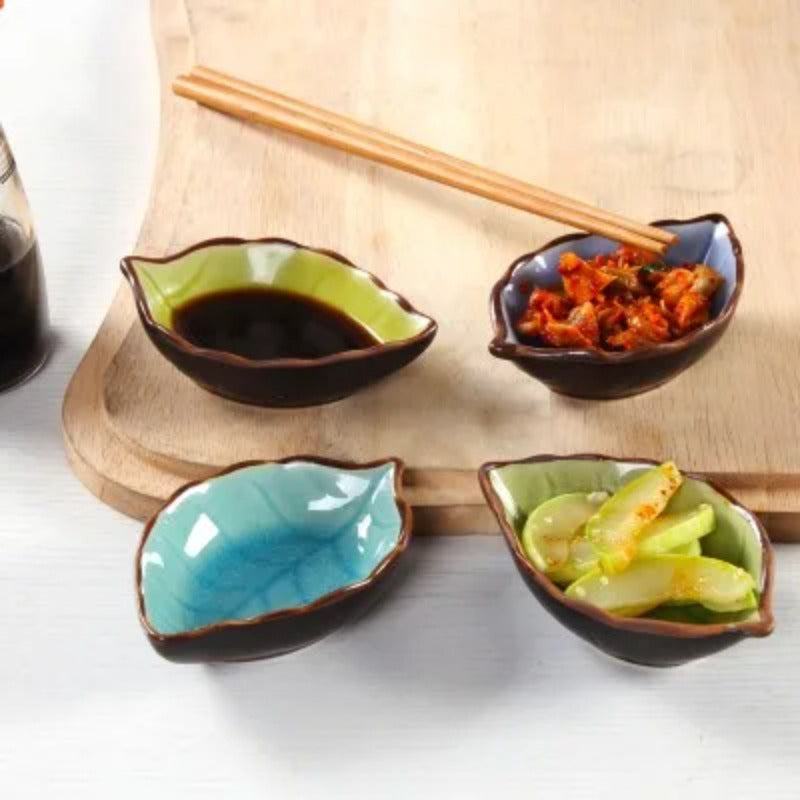 Leaf-Shaped Ceramic Sauce Dish