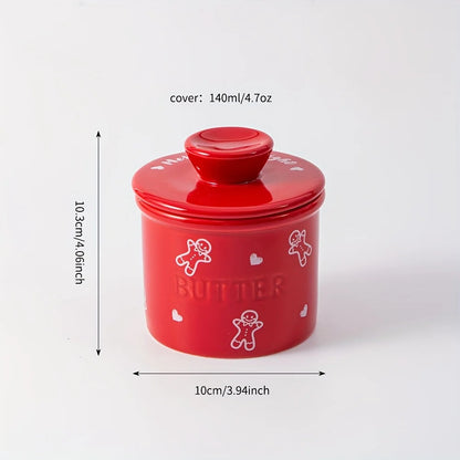 Christmas Ceramic Butter Jar