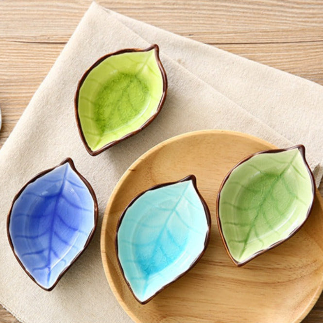 Leaf-Shaped Ceramic Sauce Dish