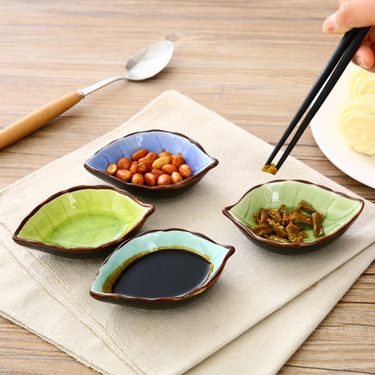 Leaf-Shaped Ceramic Sauce Dish