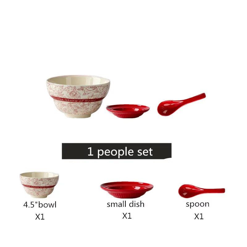 Red Retro Ceramic Dinnerware