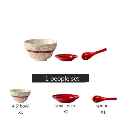 Red Retro Ceramic Dinnerware