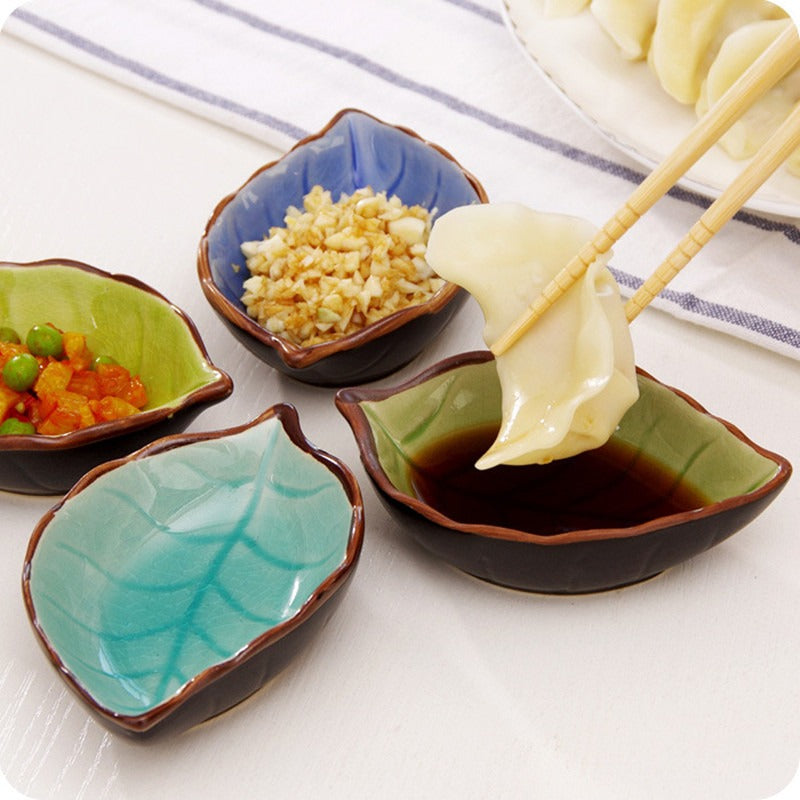 Leaf-Shaped Ceramic Sauce Dish