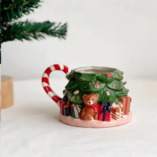 Christmas Tree & Santa Ceramic Mug