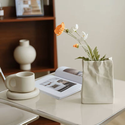 Paper Bag Style Ceramic Vase