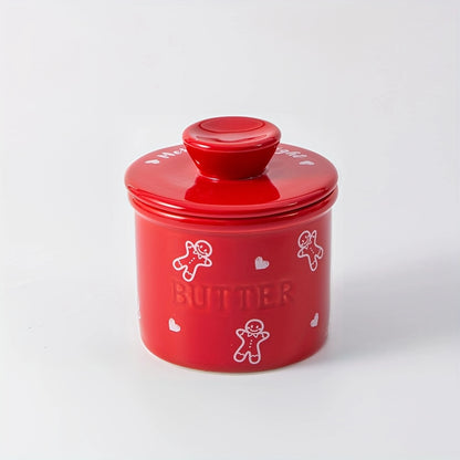 Christmas Ceramic Butter Jar