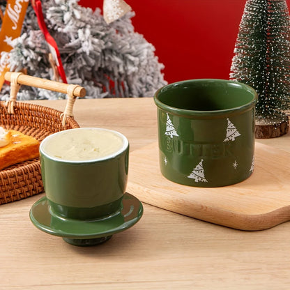Christmas Ceramic Butter Jar