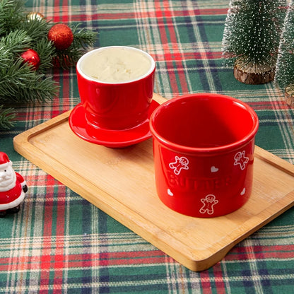 Christmas Ceramic Butter Jar