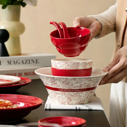 Red Retro Ceramic Dinnerware