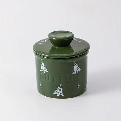 Christmas Ceramic Butter Jar
