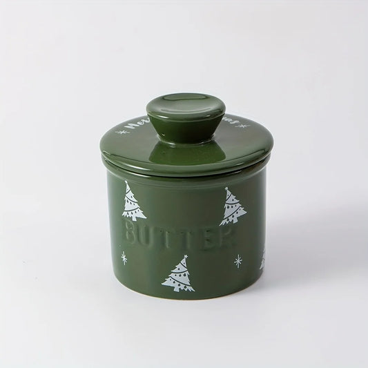 Christmas Ceramic Butter Jar