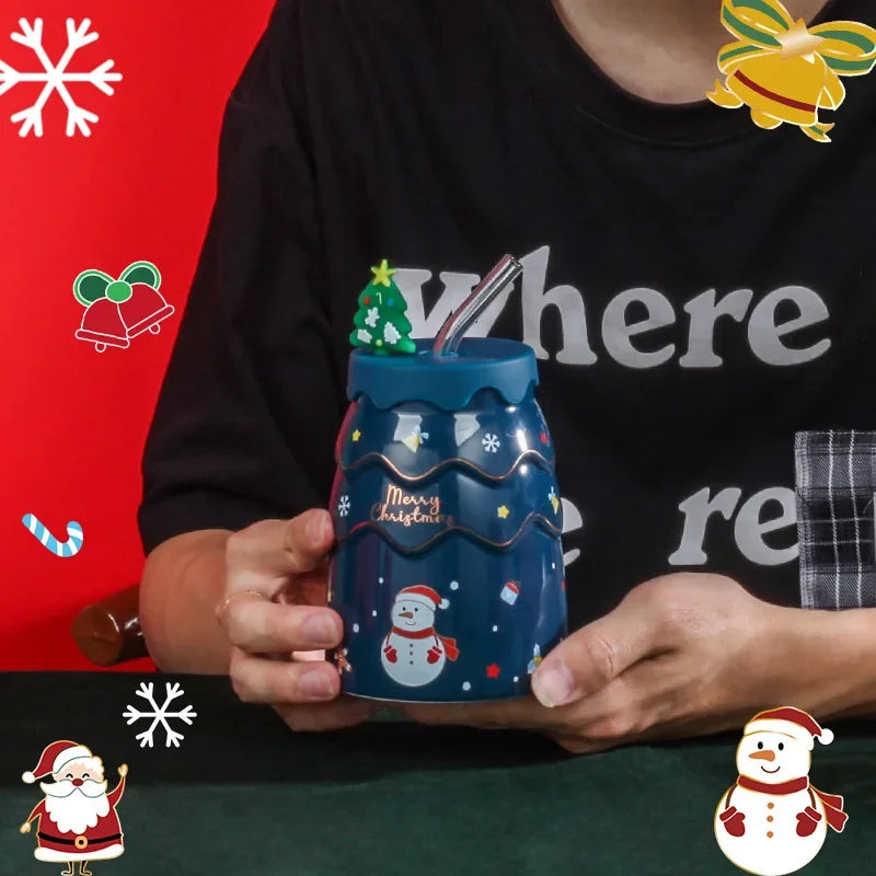 Christmas Mug with Straw