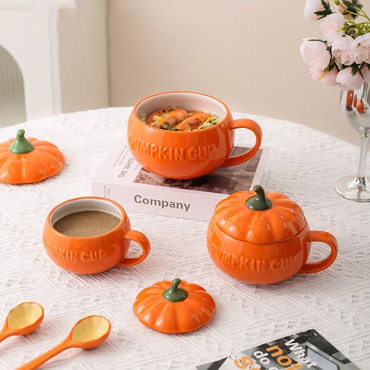 Pumpkin Mug with Lid & Spoon