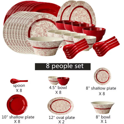 Red Retro Ceramic Dinnerware
