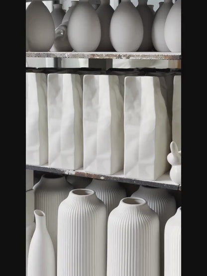 Paper Bag Style Ceramic Vase